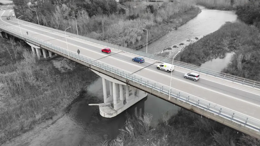 Andromeda steel bridge rail installed on a motorway viaduct