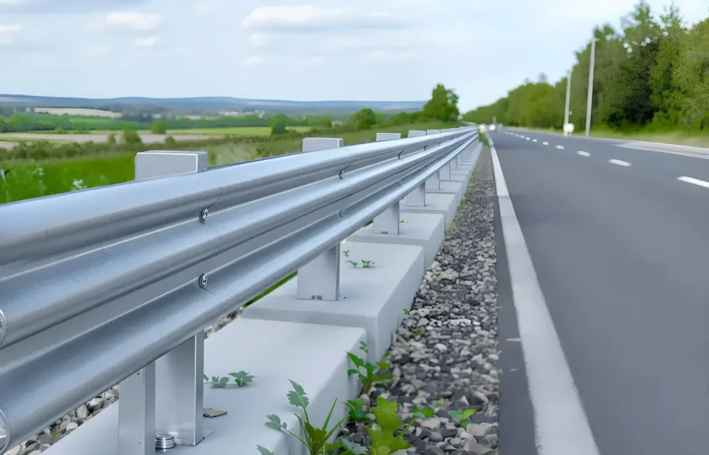 Steel post and rail bridge rail